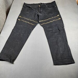 Jordan Craig Legacy Edition Aaron Moto Jeans Black Gold Zippers Mens 48/32